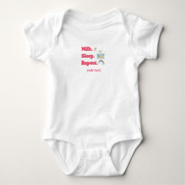 Body Para Bebê Fofa "Leite. Sono. Repetir." Cama de Bebê & Arco-í