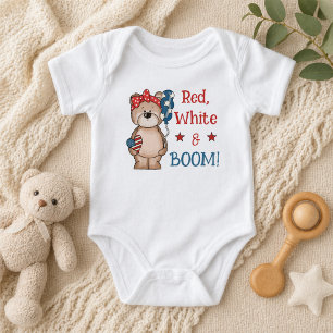 Body Para Bebê Fofa Vermelho, Branco & Boom Patriótica