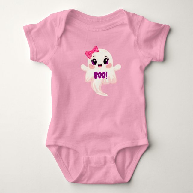 Body Para Bebê Fofo Boo feminino! Fantasma (Frente)