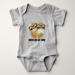 Body Para Bebê Fofo nerd como meu gêmeo kawaii preguiça