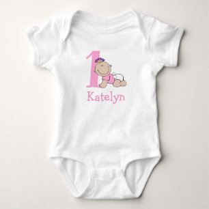 Body Para Bebê Fofura Rosa 1º Aniversário