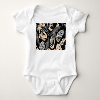 Body Para Bebê Folhagem Tropical: Padrão de Vintagem Escura