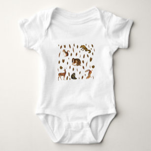 Body Para Bebê Folhas de outono de Animais Florestais
