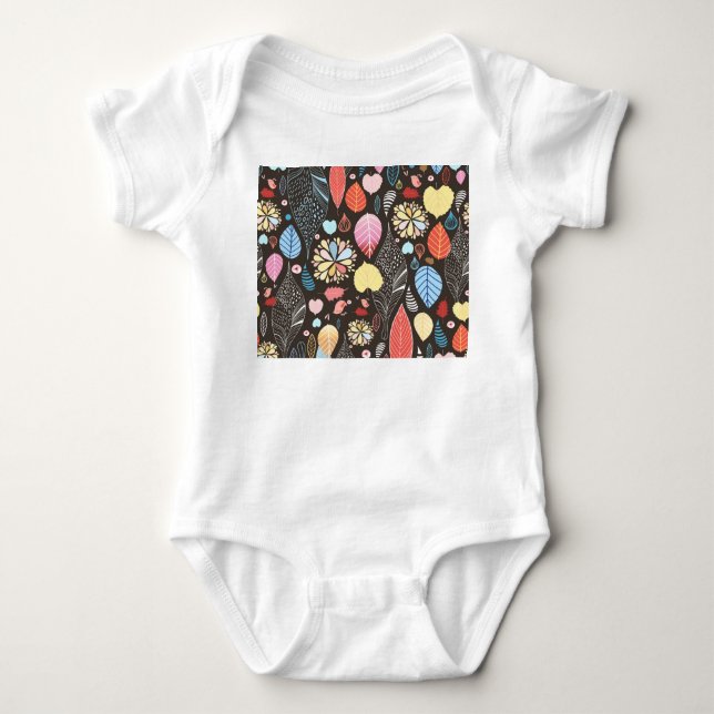 Body Para Bebê Folhas de outono e Aves. (Frente)