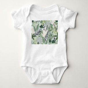 Body Para Bebê Folhas Tropicais: Impressão de Vintage Desenhado À