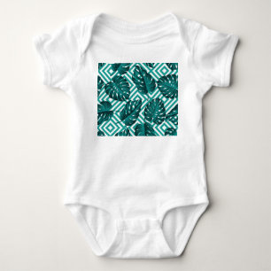 Body Para Bebê Folhas Tropicais: Padrão Invisível Floral.