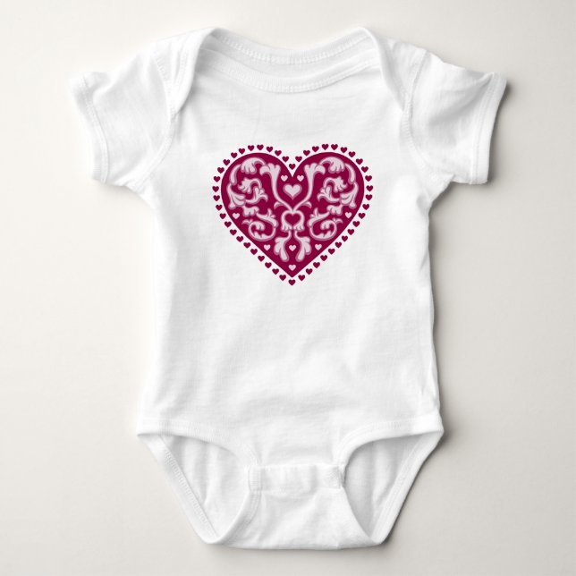 Body Para Bebê Folk Art Heart (Frente)