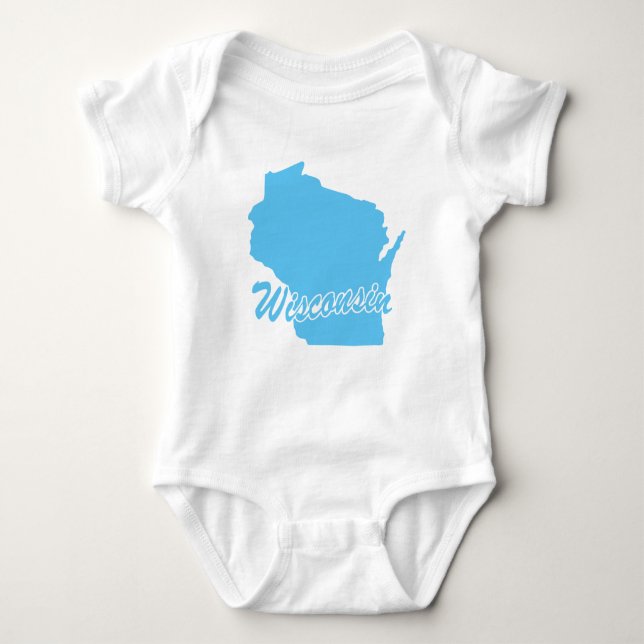Body Para Bebê Forma do Estado de Wisconsin (Frente)