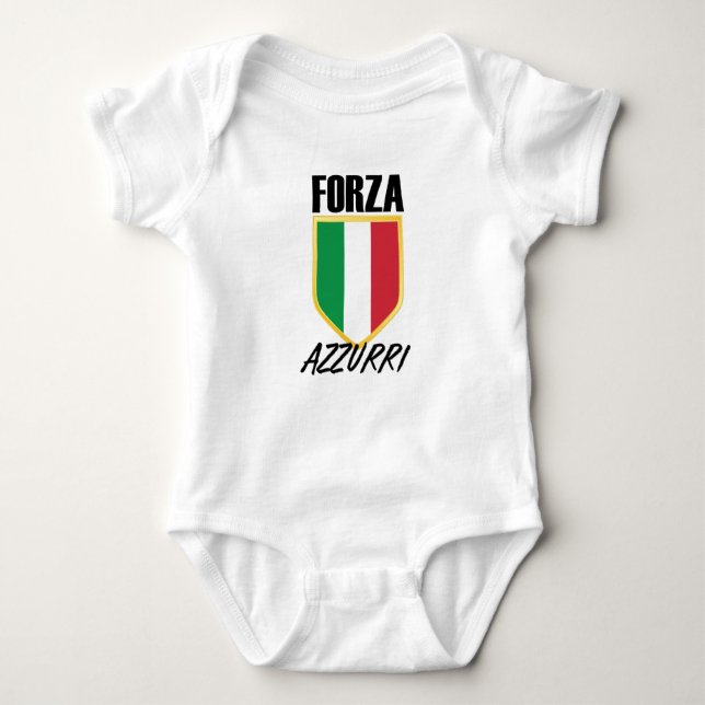 Body Para Bebê Forza Azzurri Itália Flag Soccer (Frente)