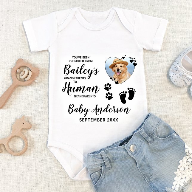 Body Para Bebê Foto de Cachorro Personalizada Promovida Avós Huma (Criador carregado)