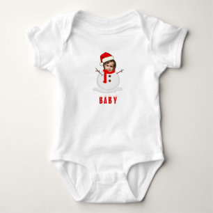 Body Para Bebê Foto Engraçada Face Snowman Natal
