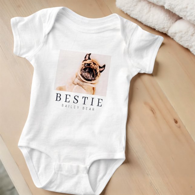 Body Para Bebê Foto Mínima Moderna de Pet Bestie BFF (Criador carregado)