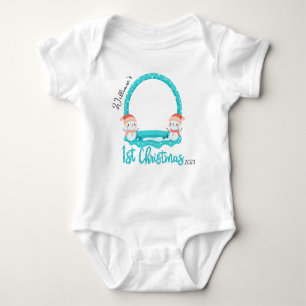 Body Para Bebê Foto personalizada do bebê Primeiro Natal, 1rua Na