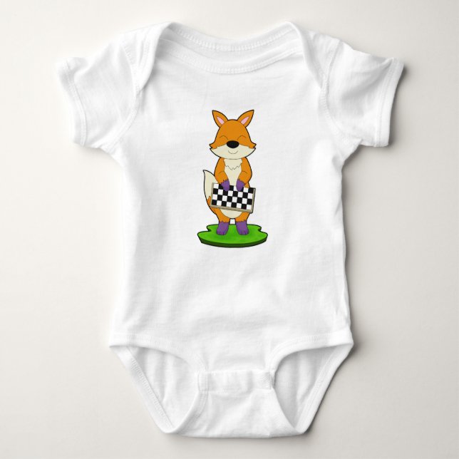 Body Para Bebê Fox Chess Chessboard Board game (Frente)