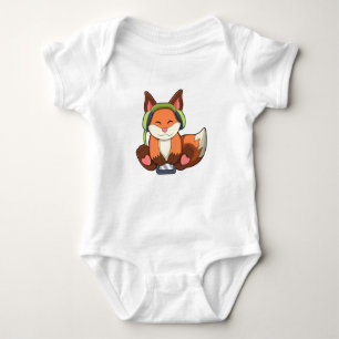 Body Para Bebê Fox na Música com Fone de Ouvido