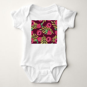 Body Para Bebê Framboesas com aquarelas: padrão de fruta vermelha