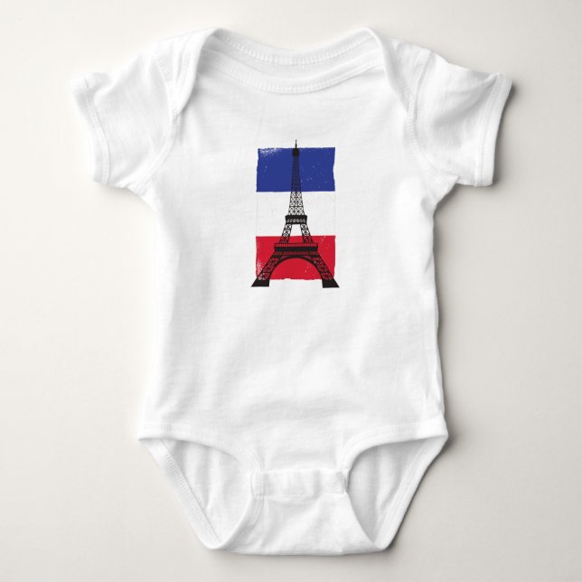 Body Para Bebê França Paris Bandeira francesa (Frente)