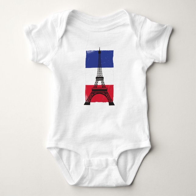 Body Para Bebê França Paris Bandeira francesa (Frente)