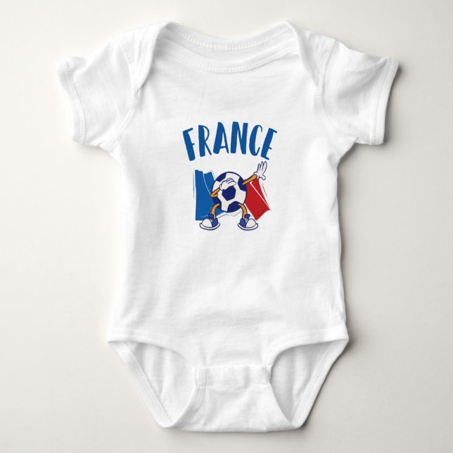 Body Para Bebê France Dabbing Soccer Ball Flag (Frente)
