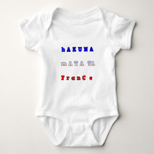 Body Para Bebê fRANCE HAKUNA MATATA AZUL VERMELHO CORES BRANCAS D