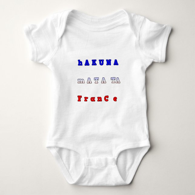 Body Para Bebê fRANCE HAKUNA MATATA AZUL VERMELHO CORES BRANCAS D (Frente)