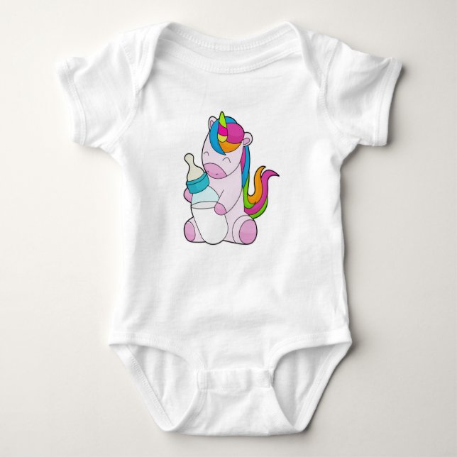 Body Para Bebê Frasco de leite Unicorn (Frente)