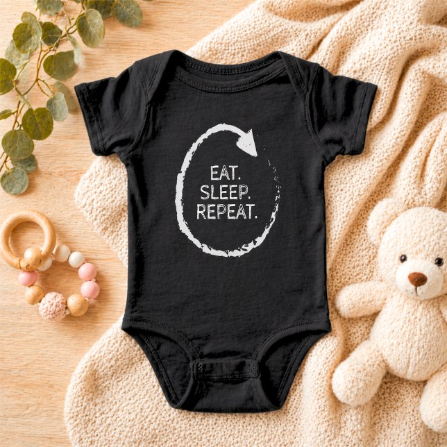 Body Para Bebê Frase Personalizável Comer. Dormir. Repetir. (Criador carregado)