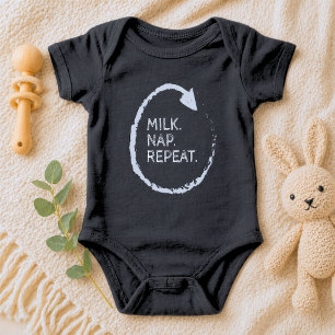 Body Para Bebê Frase Personalizável Leite. Soneca. Repita.