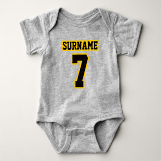 Body Para Bebê Frente CINZA Negra DOURADA de Futebol de Crewneck 