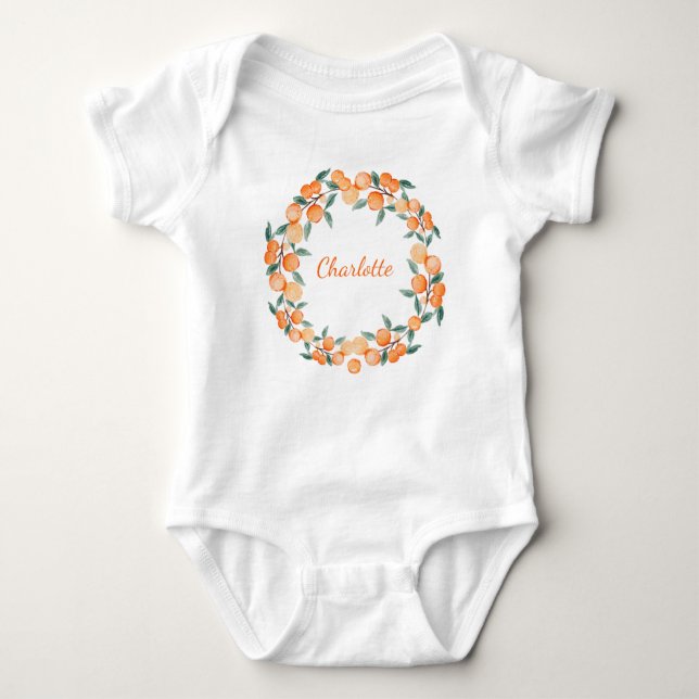 Body Para Bebê Fruta Citrus Orange Personalizada  (Frente)