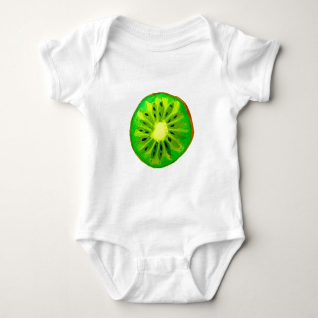 Body Para Bebê fruta de água original brilhante do kiwi pop art (Frente)