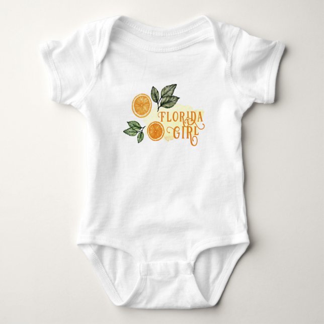 Body Para Bebê Fruta Laranja Citrus Florida Girl Baby Bodetê (Frente)
