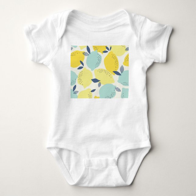 Body Para Bebê Frutas de citros, padrão contínuo vibrante. (Frente)