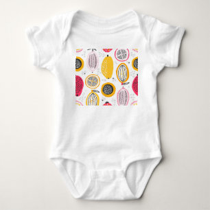 Body Para Bebê Frutas Exóticas Desenhadas à Mão: Verão de Vintage