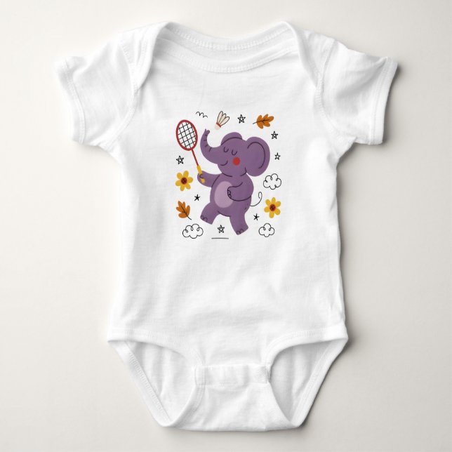 Body Para Bebê Fun playing baby elephant  (Frente)