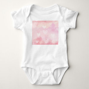 Body Para Bebê Fundo de Corações em Aquarela Rosa – Amor Romântic