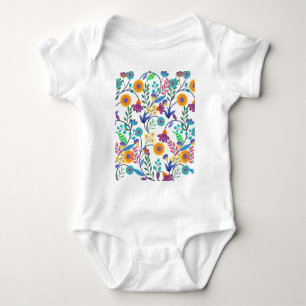 Body Para Bebê Fundo Floral Exótico Colorido-23145