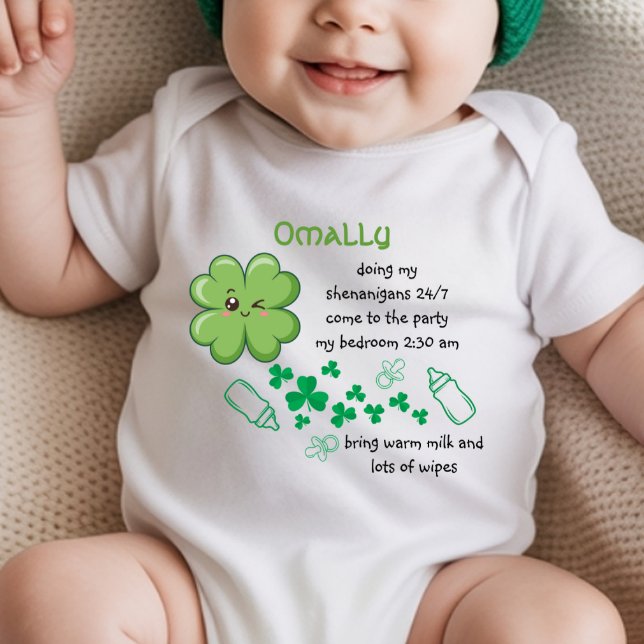 Body Para Bebê Funny Baby Quote Green Clover St Patricks (Criador carregado)