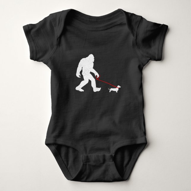 Body Para Bebê Funny Bigfoot Sasquatch Walking Dachshund Weiner D (Frente)