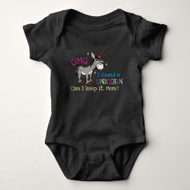 Body Para Bebê Funny Donkey Unicorn (Frente)