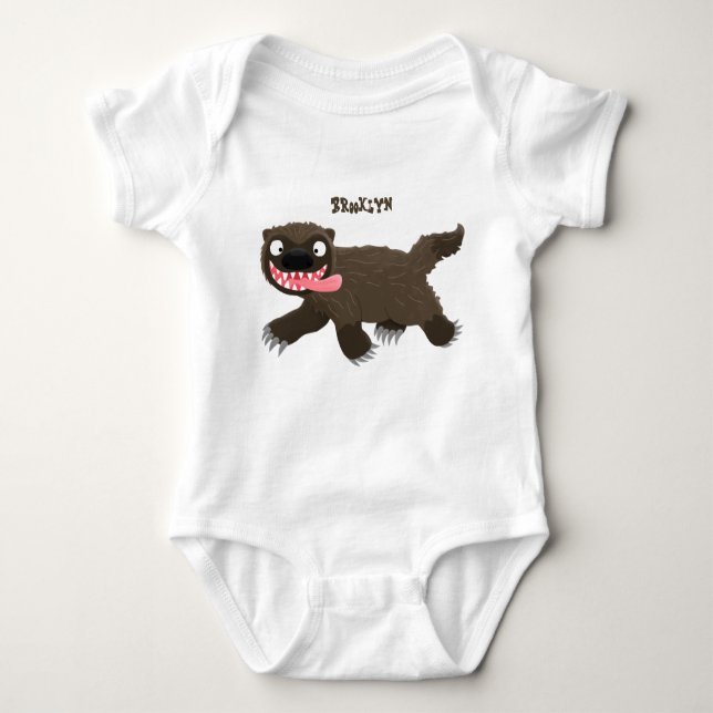 Body Para Bebê Funny hungry wolverine animal cartoon (Frente)