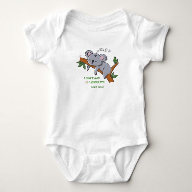 Body Para Bebê Funny Koala Hibernation - Sleepy Animal Quote for  (Frente)