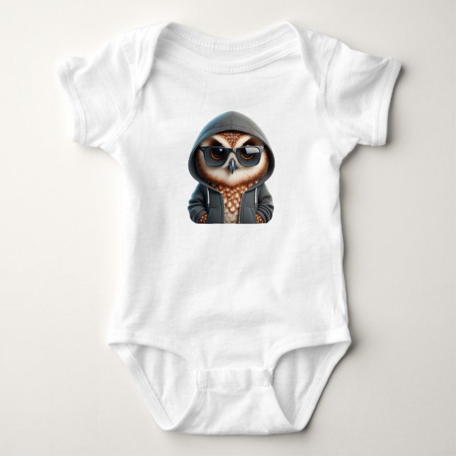 BODY PARA BEBÊ FUNNY OWL EM HOODIE (Frente)