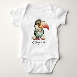 Body Para Bebê Funny Toucan Bird with Glasses