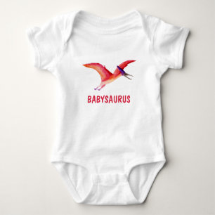Body Para Bebê Funny Watercolor Pterosaur Personalizado 