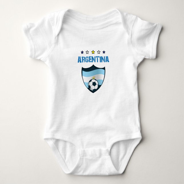 Body Para Bebê Futebol 2018 de Argentina do jérsei de futebol de (Frente)