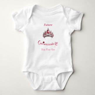 Body Para Bebê "Futura Quinceañera" com Tiara e Nome do Bebê