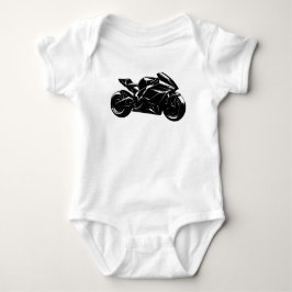 Body Para Bebê Futuristic Motorcycle Black White Vector 