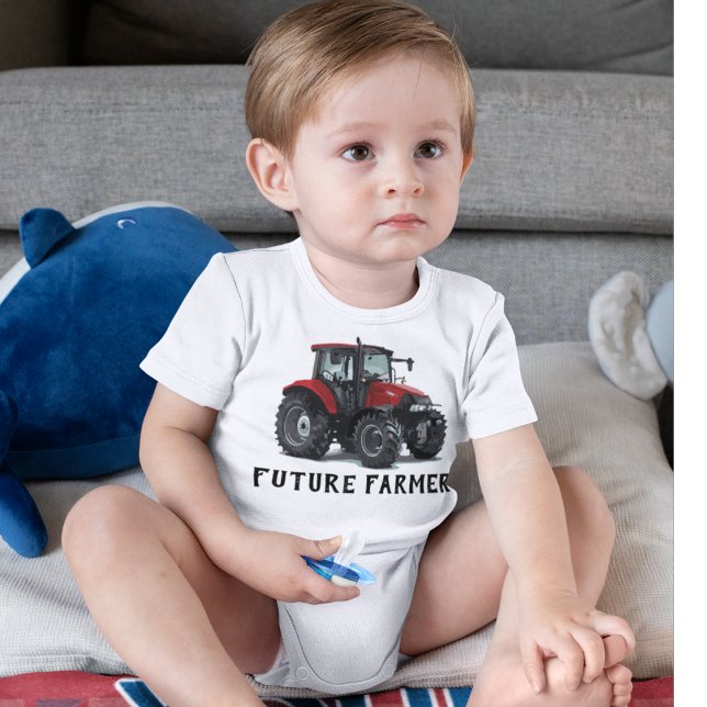 Body Para Bebê Futuro Agricultor de Equipamento de Trator Vermelh (Criador carregado)