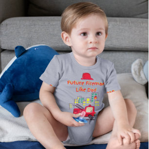 Body Para Bebê Futuro Bombeiro Como o Papai Desenhado à Mão